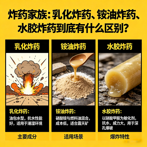 新抚炸药家族：乳化炸药、铵油炸药、水胶炸药到底有什么区别？